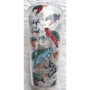 Tervis 24oz LIFE IS GOOD Sea Turtles With Blue Lid Tumbler Glass Cup